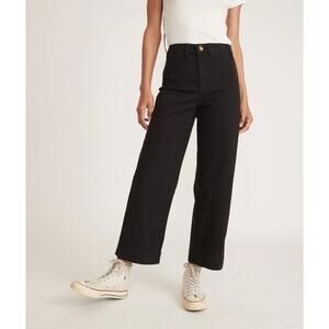Marine Layer Bridget Crop Pants Black Stretch Wide Legs High Waist Womens Size 4